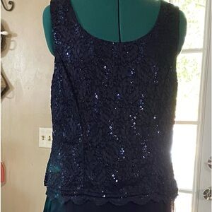 R&M Richards Navy Blue Sleeveless Dress Size 16